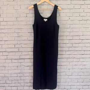 Navy Blue Midi Dress Scoop Neck Sleeveless